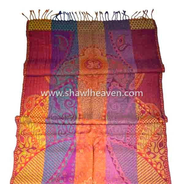 Organic boiled wool shawl in multi warp